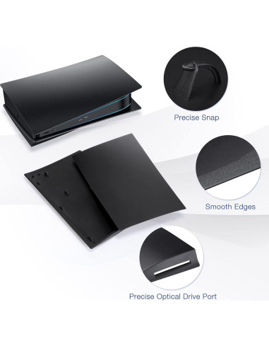 Carcasa Frontal Mate Negra TESSGO para PS5 - ABS