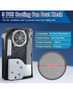 Filtro de Polvo para Ventilador PS5 - 5 Piezas - Gris 2