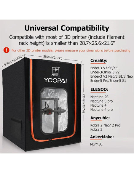 Cubierta para Impresora 3D YOOPAI Mediana con LED y Protección