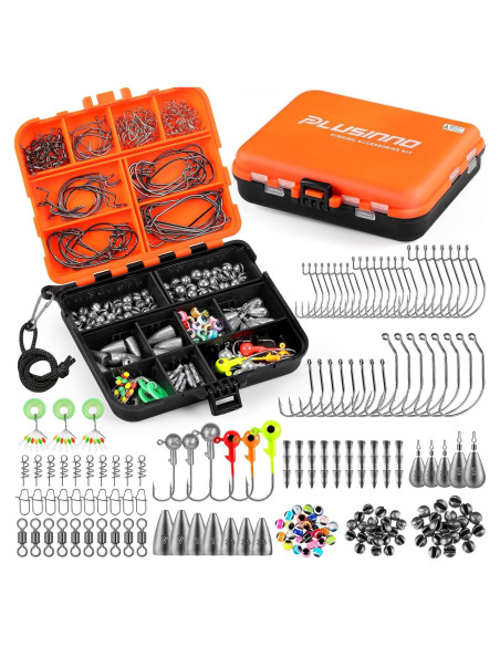 Kit de Pesca PLUSINNO 201pcs con Accesorios y Caja