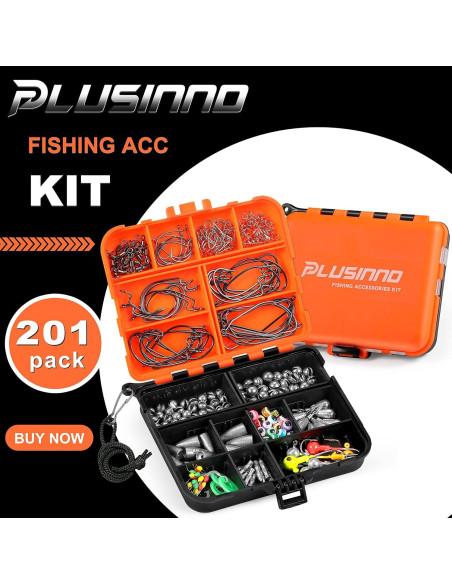 Kit de Pesca PLUSINNO 201pcs con Accesorios y Caja