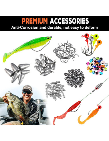 Kit de Pesca PLUSINNO 201pcs con Accesorios y Caja