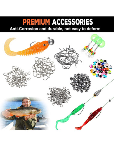 Kit de Pesca PLUSINNO 201pcs con Accesorios y Caja