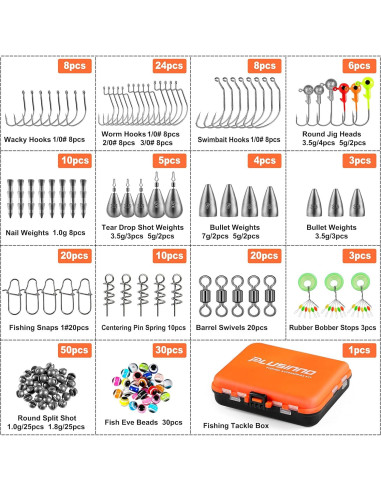 Kit de Pesca PLUSINNO 201pcs con Accesorios y Caja