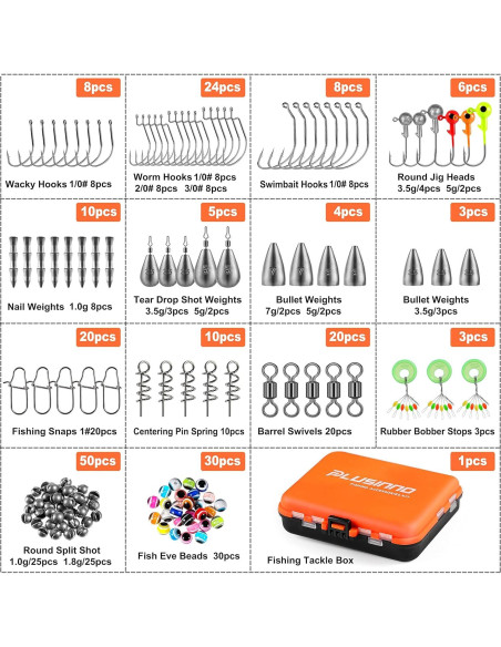 Kit de Pesca PLUSINNO 201pcs con Accesorios y Caja