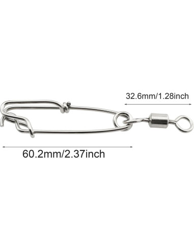 5 Clips de Pesca de Acero Inoxidable DGHAOP 1.8x60mm