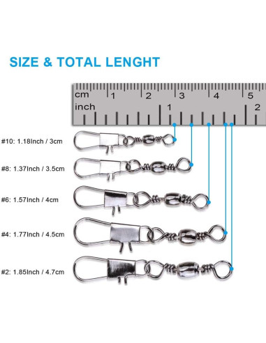 200 Conectores Giratorios de Barril MOBOREST para Pesca