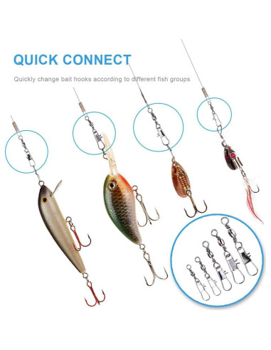 200 Conectores Giratorios de Barril MOBOREST para Pesca