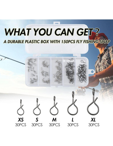 150 Clips de Pesca con Mosca Alwonder Acero Inoxidable