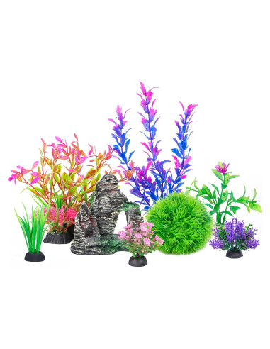 Conjunto de Plantas Plásticas Artificiales Ameliade para Acuarios