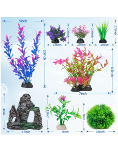 Conjunto de Plantas Plásticas Artificiales Ameliade para Acuarios 2