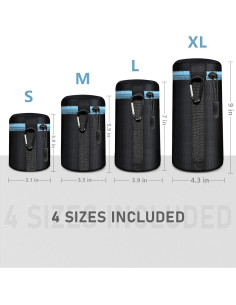Lightdow Paquete de 4 Fundas Neopreno para Lentes DSLR 5mm 2