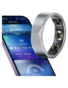 Anillo Inteligente JCRing Plata Tamaño 10 Monitoreo Salud