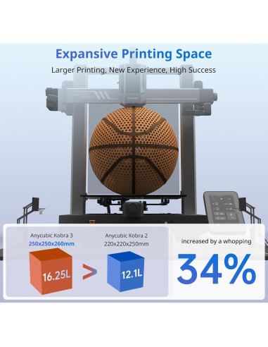 Impresora 3D Anycubic Kobra 3, Velocidad 600mm/s, Multicolor