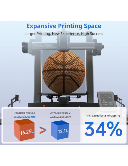 Impresora 3D Anycubic Kobra 3, Velocidad 600mm/s, Multicolor