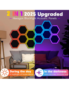 Paquete de 12 Paneles Acústicos Hexagonales AtawLege 35.6x30.5cm 2