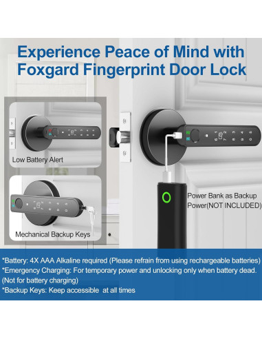 Cerradura Inteligente Foxgard con Huella Dactilar 5 en 1
