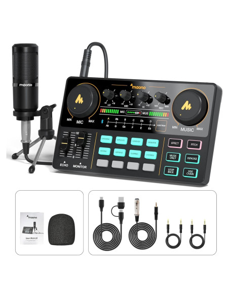 MAONO Mezclador de Audio para Podcast AU-AM200-S1 Todo en Uno