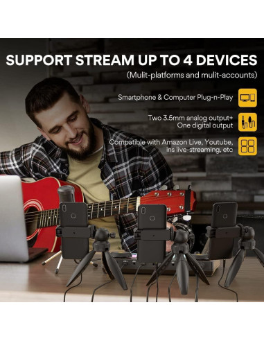 MAONO Mezclador de Audio para Podcast AU-AM200-S1 Todo en Uno