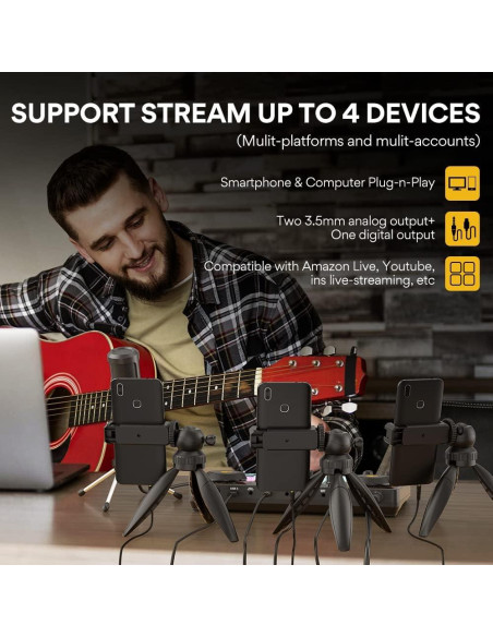 MAONO Mezclador de Audio para Podcast AU-AM200-S1 Todo en Uno