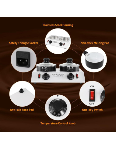 Olla Derretir Chocolate WICHEMI Doble 3.20 kg Calentador