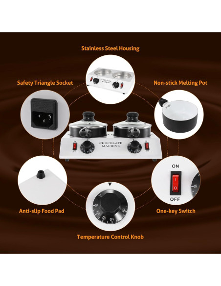 Olla Derretir Chocolate WICHEMI Doble 3.20 kg Calentador