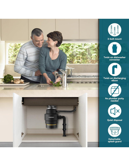 Triturador de Basura Chooba 3/4HP Acero Inoxidable Negro