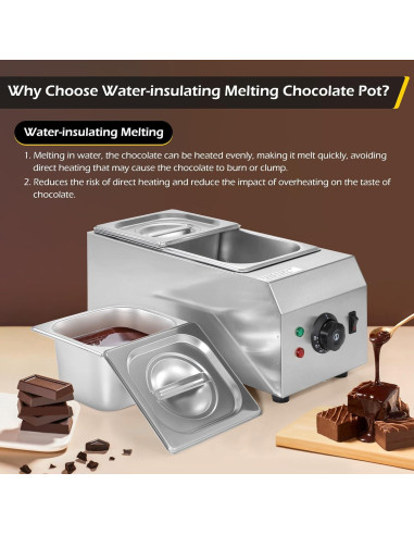 Olla de Chocolate Dyna-Living 2 Tanques 1000W Acero Inoxidable