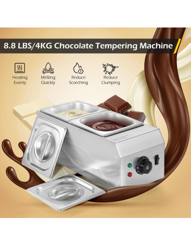 Olla de Chocolate Dyna-Living 2 Tanques 1000W Acero Inoxidable