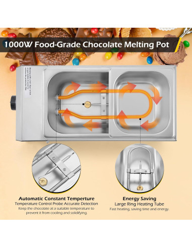 Olla de Chocolate Dyna-Living 2 Tanques 1000W Acero Inoxidable