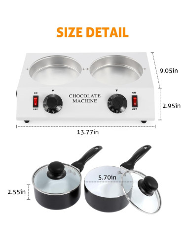 Olla Derretir Chocolate WICHEMI Doble 3.20 kg Calentador