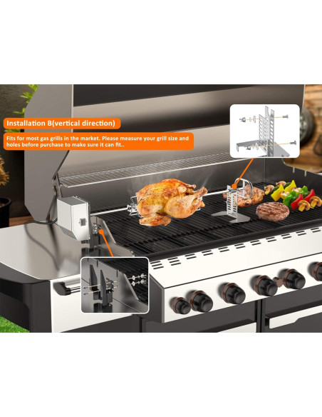 Kit Rotisserie Acero Inoxidable onlyfire 28x0.89cm 110V