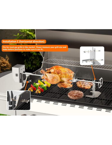Kit Rotisserie Acero Inoxidable onlyfire 28x0.89cm 110V