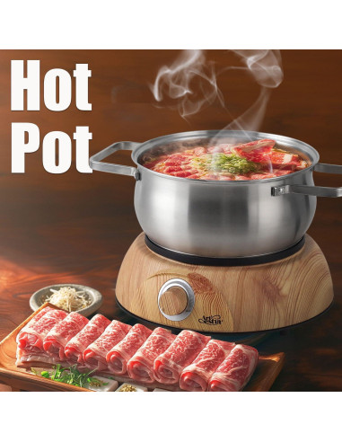 Olla de Fondue Eléctrica Artestia 1500W 3 en 1 con 8 Tenedores