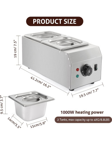 Máquina de Temperado de Chocolate WICHEMI 2 Tanques 4,08 kg