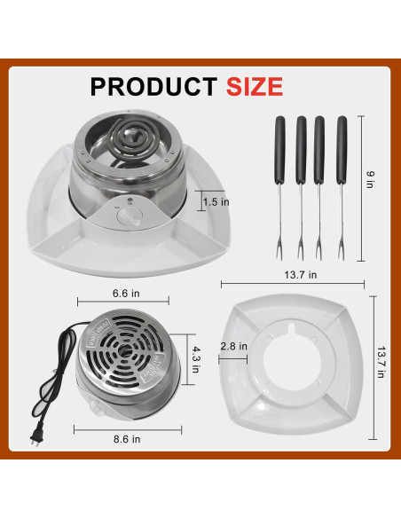 Kit de S'mores Eléctrico LANPRIL 345W Sin Llama 1.51kg