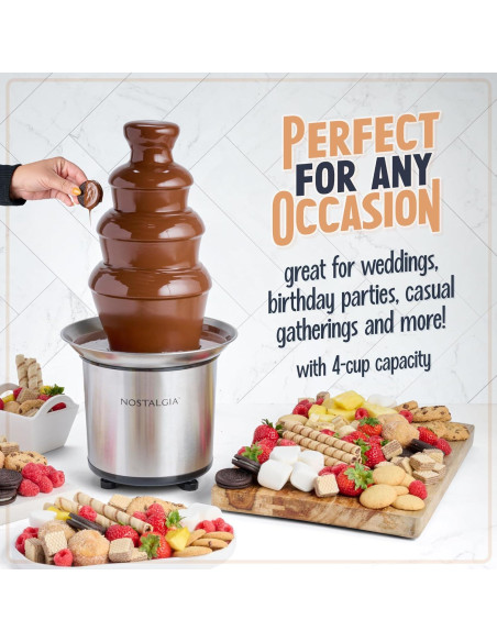 Fuente de Chocolate Eléctrica Nostalgia 4 Niveles Acero Inoxidable