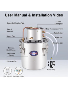Alambique de Alcohol Seeutek 12L Acero Inoxidable Kit DIY 2