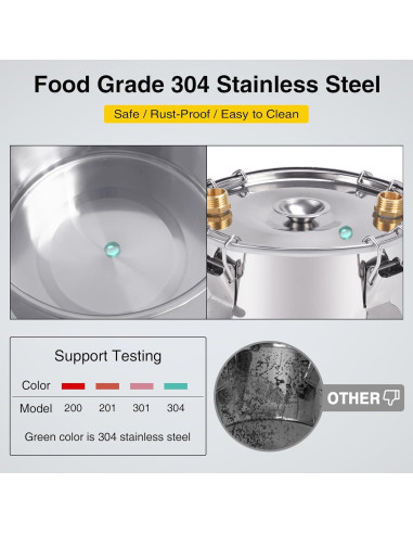 Alambique de Alcohol Seeutek 12L Acero Inoxidable Kit DIY