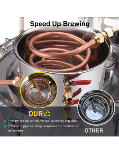 Alambique de Alcohol Seeutek 12L Acero Inoxidable Kit DIY