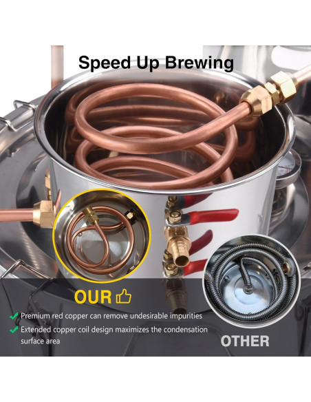 Alambique de Alcohol Seeutek 12L Acero Inoxidable Kit DIY