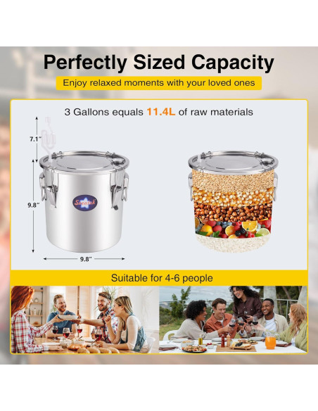 Alambique de Alcohol Seeutek 12L Acero Inoxidable Kit DIY