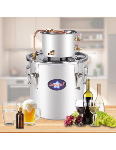 Alambique de Alcohol Seeutek 12L Acero Inoxidable Kit DIY