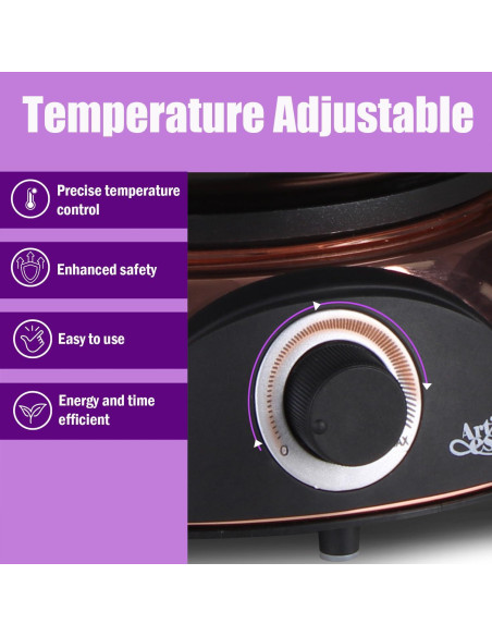 Olla de Fondue Eléctrica Artestia 2QT Cerámica 1500W Negra