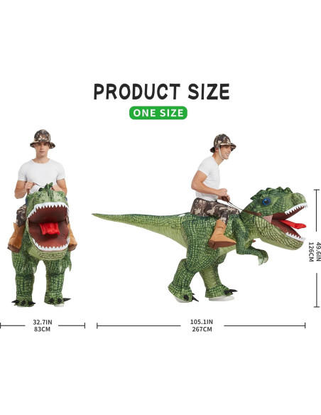 Disfraz Inflable T Rex Deluxe para Adultos - Halloween