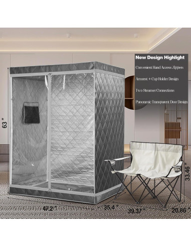 Sauna portátil iDOTODO para 2 personas con silla plegable