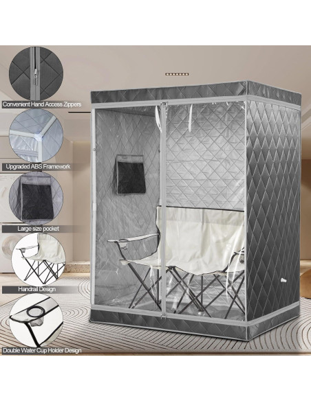 Sauna portátil iDOTODO para 2 personas con silla plegable
