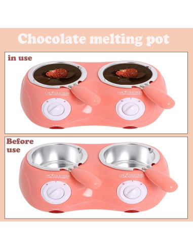 Olla Fondue Eléctrica Mini Rosa para Chocolate y Mantequilla
