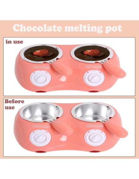 Olla Fondue Eléctrica Mini Rosa para Chocolate y Mantequilla