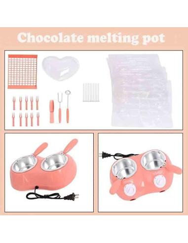 Olla Fondue Eléctrica Mini Rosa para Chocolate y Mantequilla